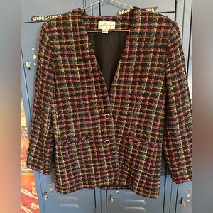 Vintage Jonathan Logan Women's Multicolored Tweed Blazer Sz 4